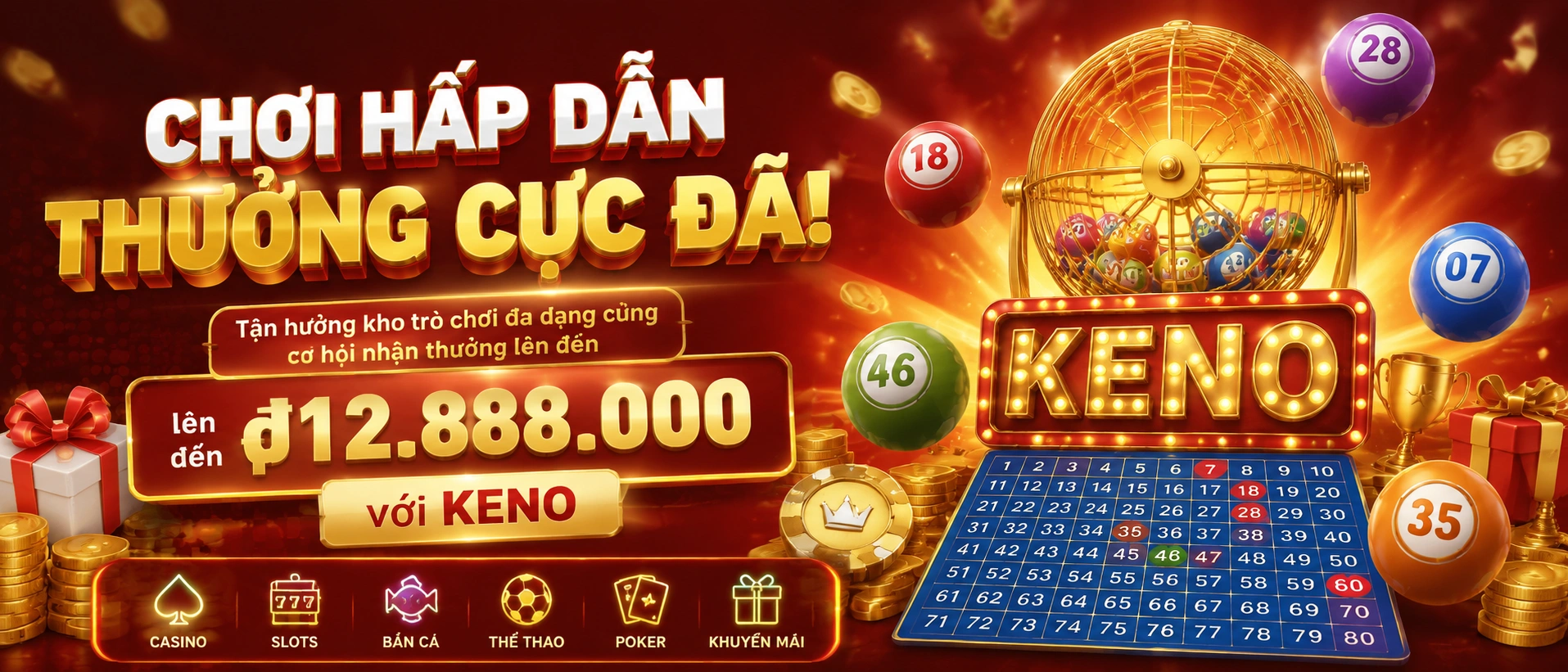 Keno casino game card