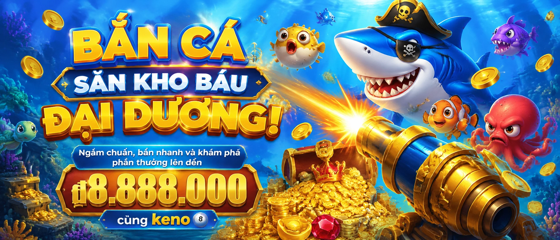 Bắn Cá 3D Rồng Biển với giao diện nhiều hiệu ứng và vũ khí đặc biệt